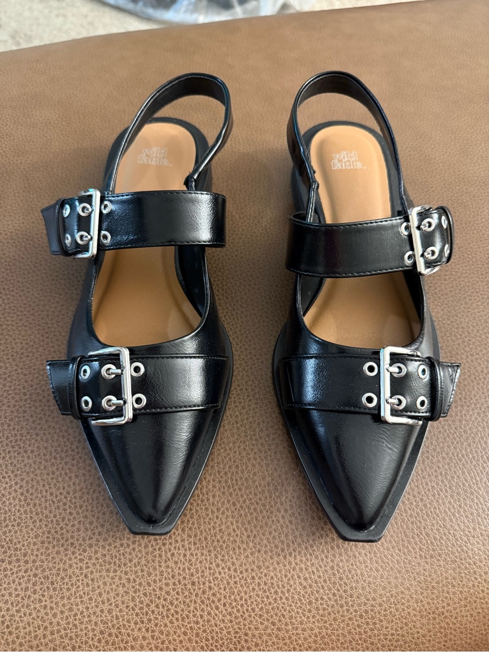 Black slingback flat